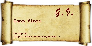 Gans Vince névjegykártya